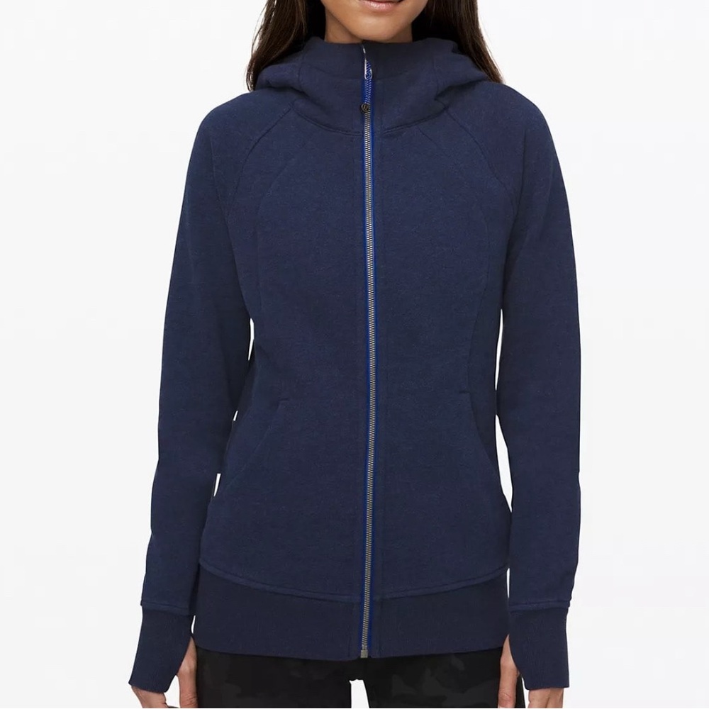 Lululemon Full-Zip Scuba Hoodie Sweatshirt | Navy Blue Heathered Larkspur